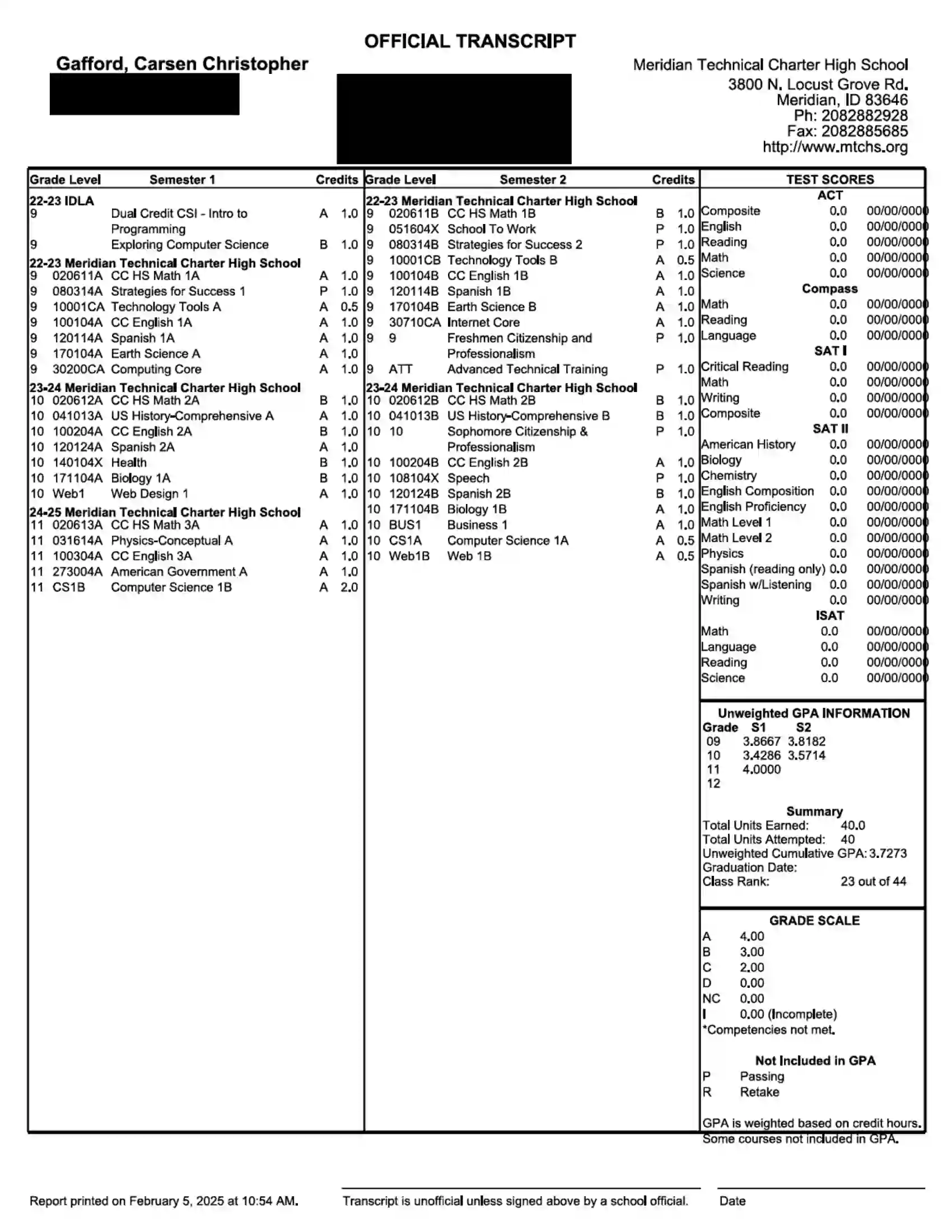 Carsen Gafford Transcript